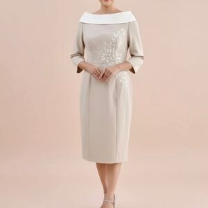 Couture-Club Champagne Off-Shoulder Dress | Mother of Bride/Groom | Multi Sizes